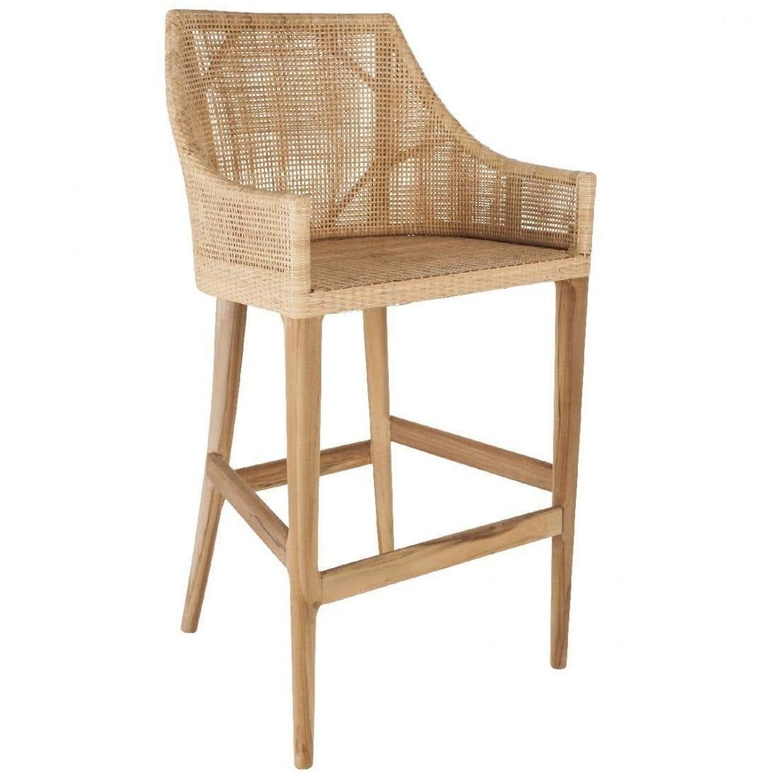 High Quality Rattan and Wooden Bar Stool Dinner Chairs Living Room Furniture Modern Wicker Leisure Chair made in Vietnam