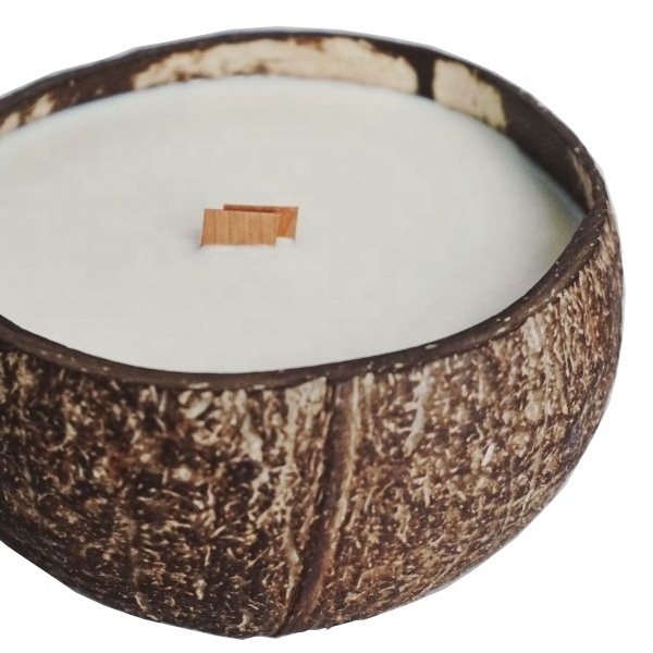 High quality Hot Sale Coconut candle bowl from Viet Nam Nature Coconut Shell Bowls Candle Soy Wax Coconut Candle With Wood Wick