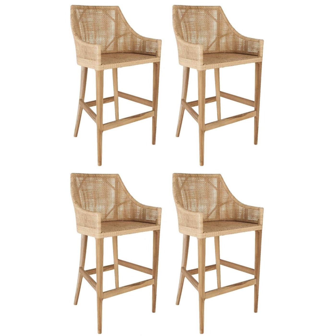 High Quality Rattan and Wooden Bar Stool Dinner Chairs Living Room Furniture Modern Wicker Leisure Chair made in Vietnam