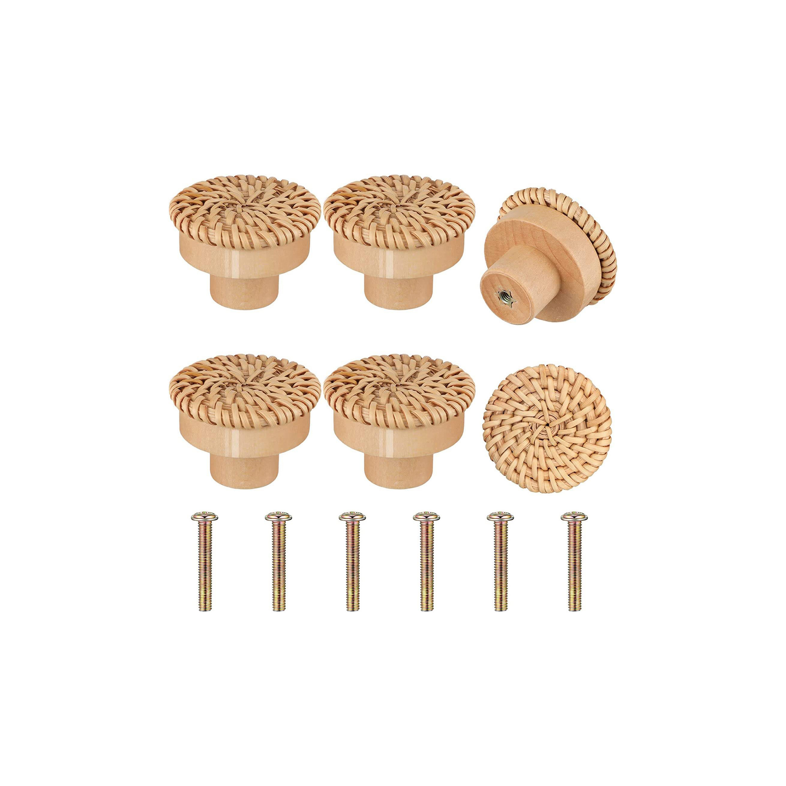 Wholesales nice price handmade rattan wall hooks door knobs for drawer cabinet Rustic style made in Vietnam