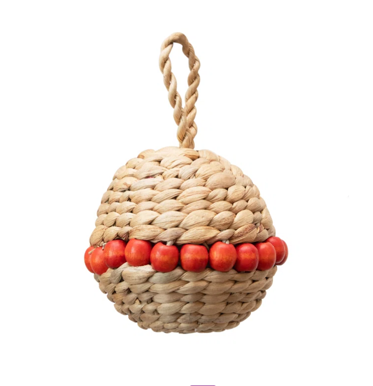 New design handmade water hyacinth hand woven  Ball Ornament for Xmas Tree Decoration Christmas decoration