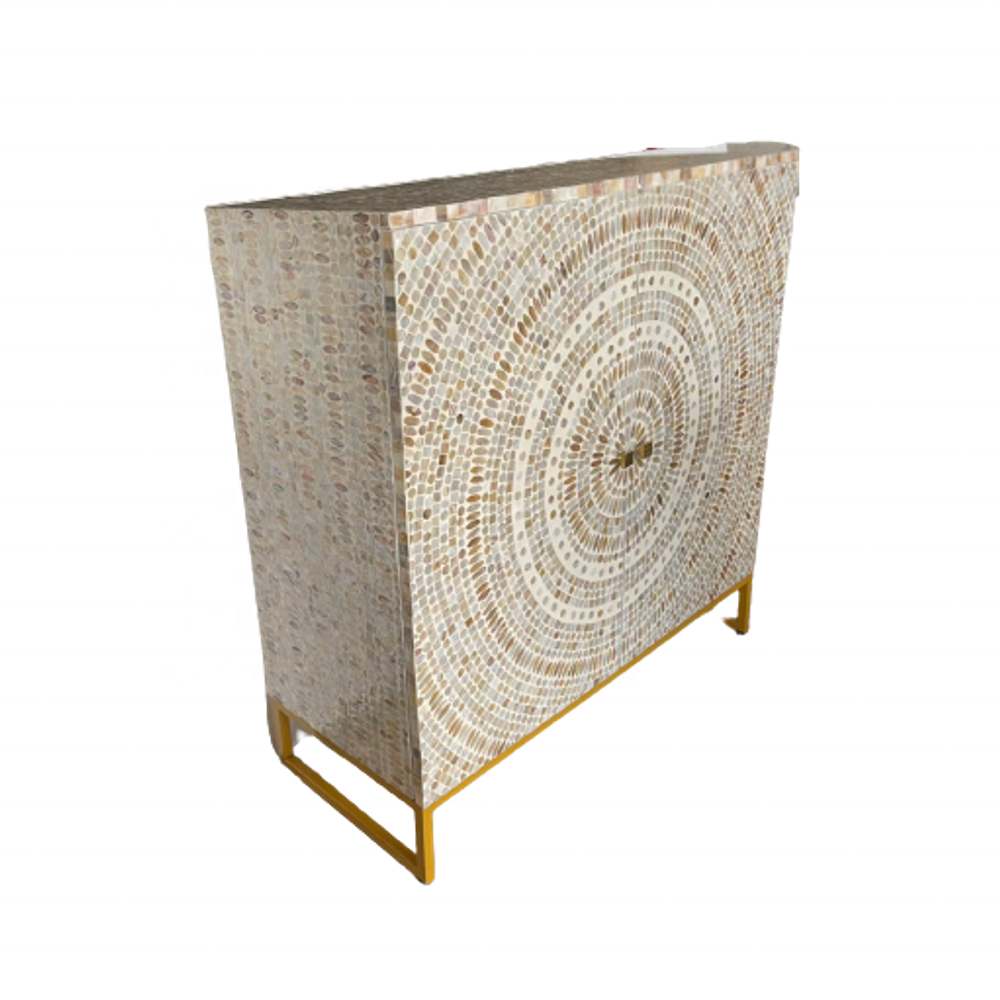 Newest design luxury style nice price wooden MOP inlay cabinet mother of pearl inlay furniture from Vietnam