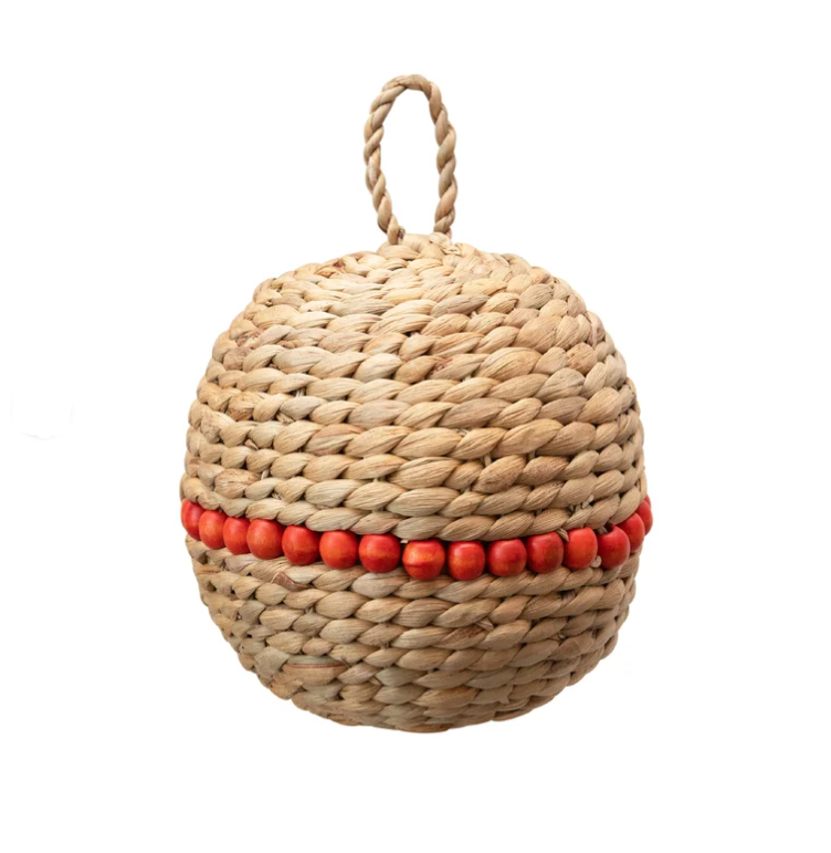 New design handmade water hyacinth hand woven  Ball Ornament for Xmas Tree Decoration Christmas decoration