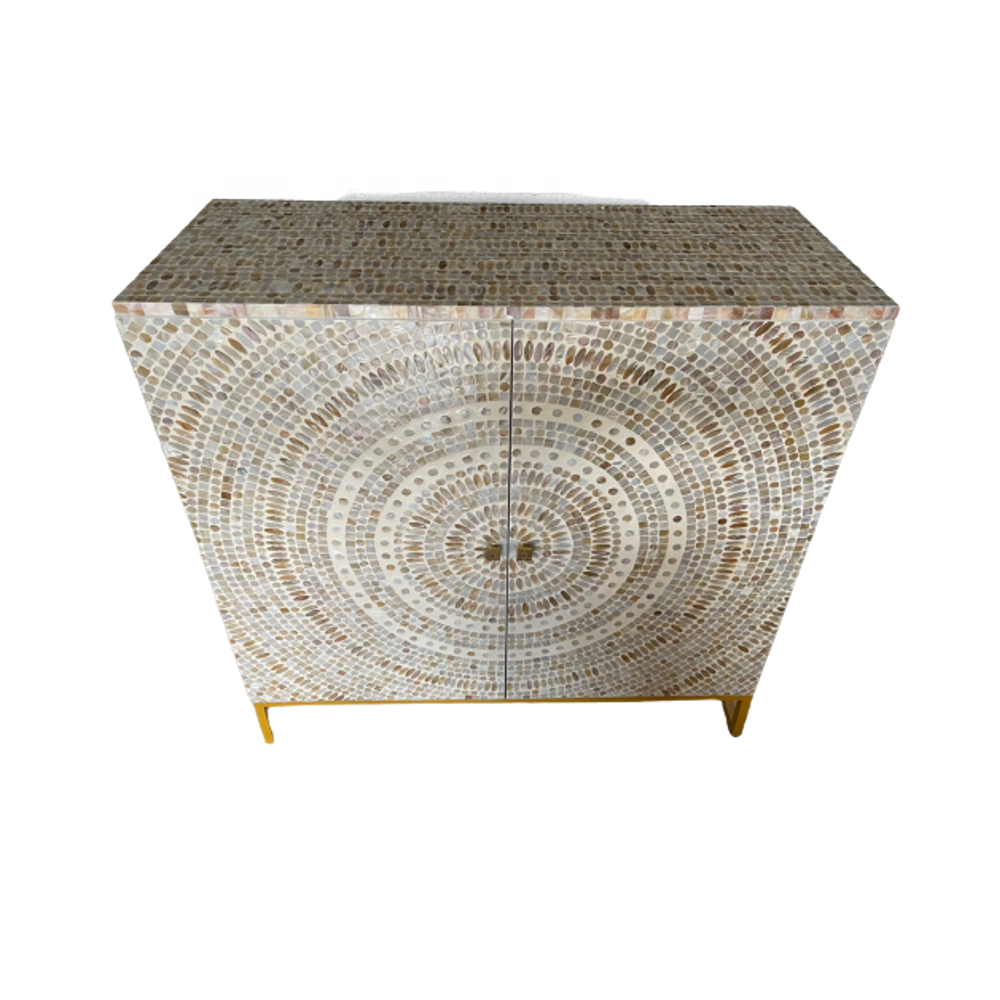 Newest design luxury style nice price wooden MOP inlay cabinet mother of pearl inlay furniture from Vietnam