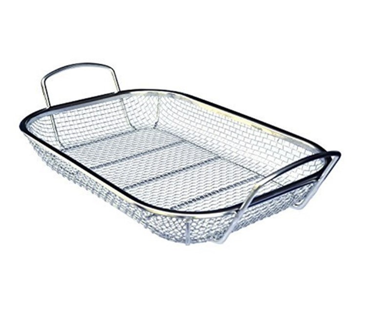 Oven BBQ grill stainless steel welded wire mesh basket for house cooking,kitchen stainless steel grill basket for outdoor BBQ