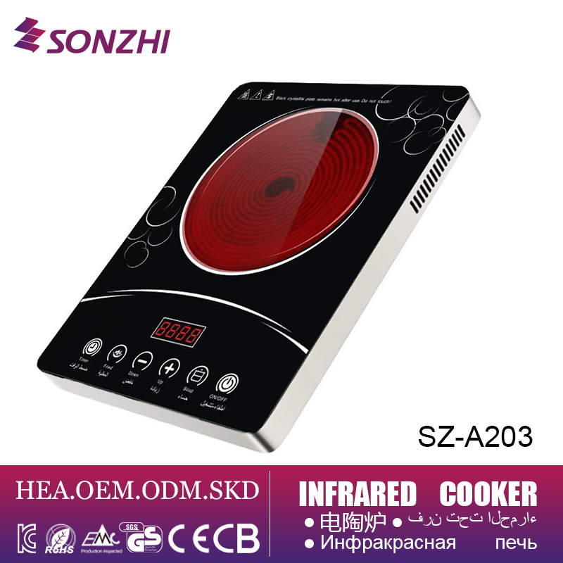 Electric ceramic single burner 2000W infrared cooker induction stove and infrared cooker