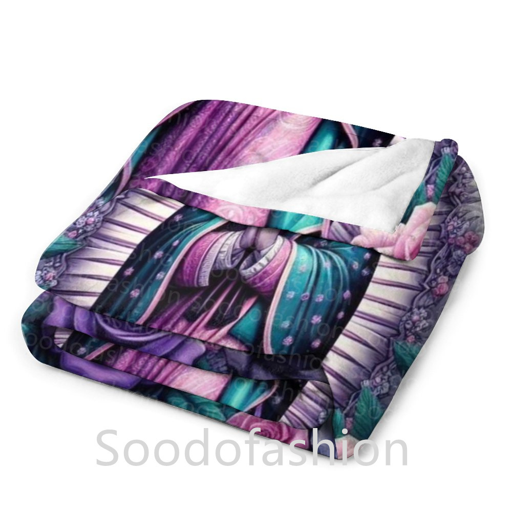 Wholesale Custom Printed Mexican Virgin Mary Blanket Sublimation Polyester Fleece Travel Throw Christmas 150*130 cm Blankets