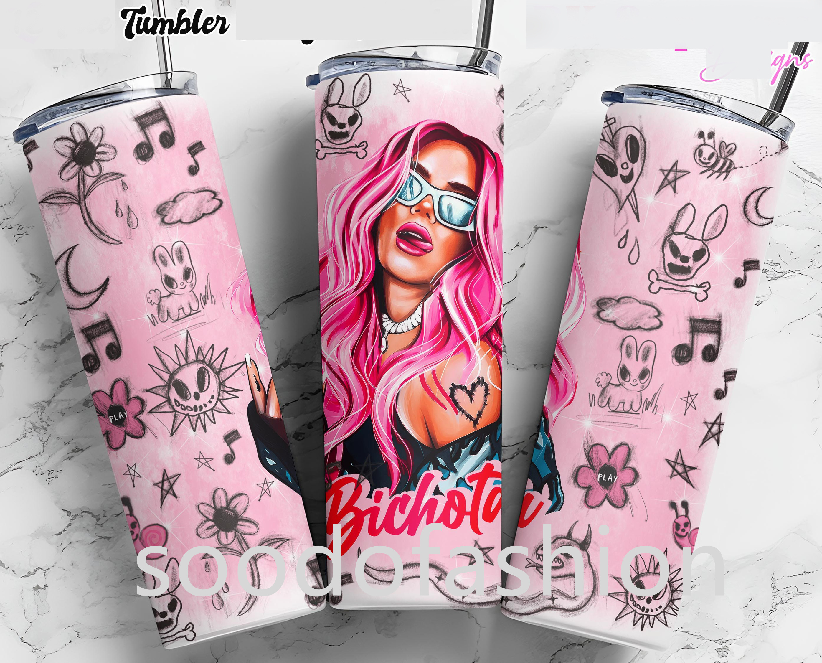 New Custom Trendy Fashion red hair Karol G Bichota season Sublimation Straight Skinny Tumbler