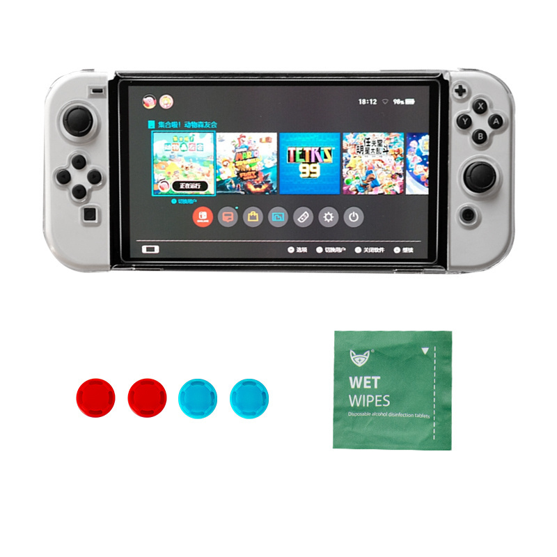 New coming NS OLED 8 in 1 protective kit PC TPU cover screen protector for Nintendo switch OLED