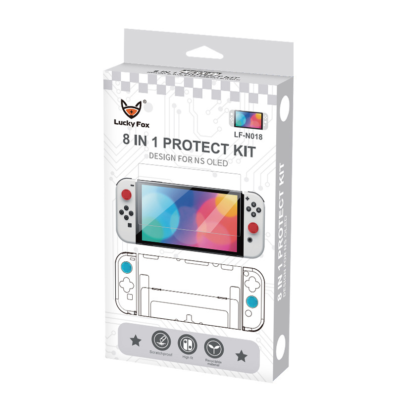 New coming NS OLED 8 in 1 protective kit PC TPU cover screen protector for Nintendo switch OLED