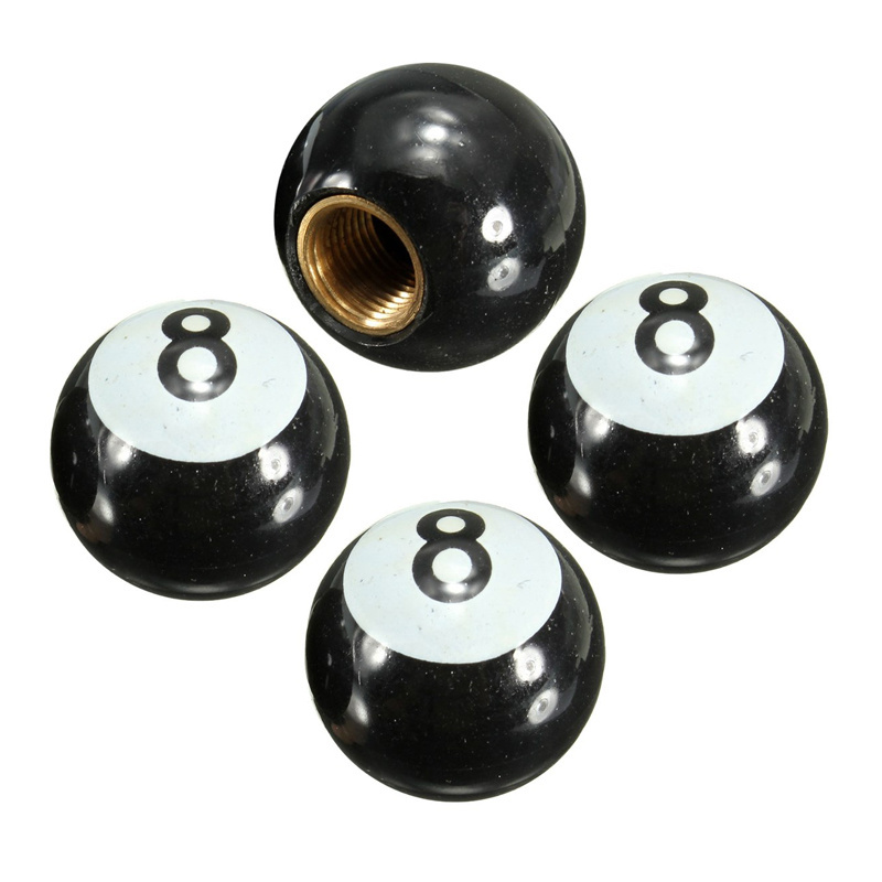 Unique Black 8-Ball Football Eyeball Style Tire Valve Caps for Bicycle Motorcycle Vehicles