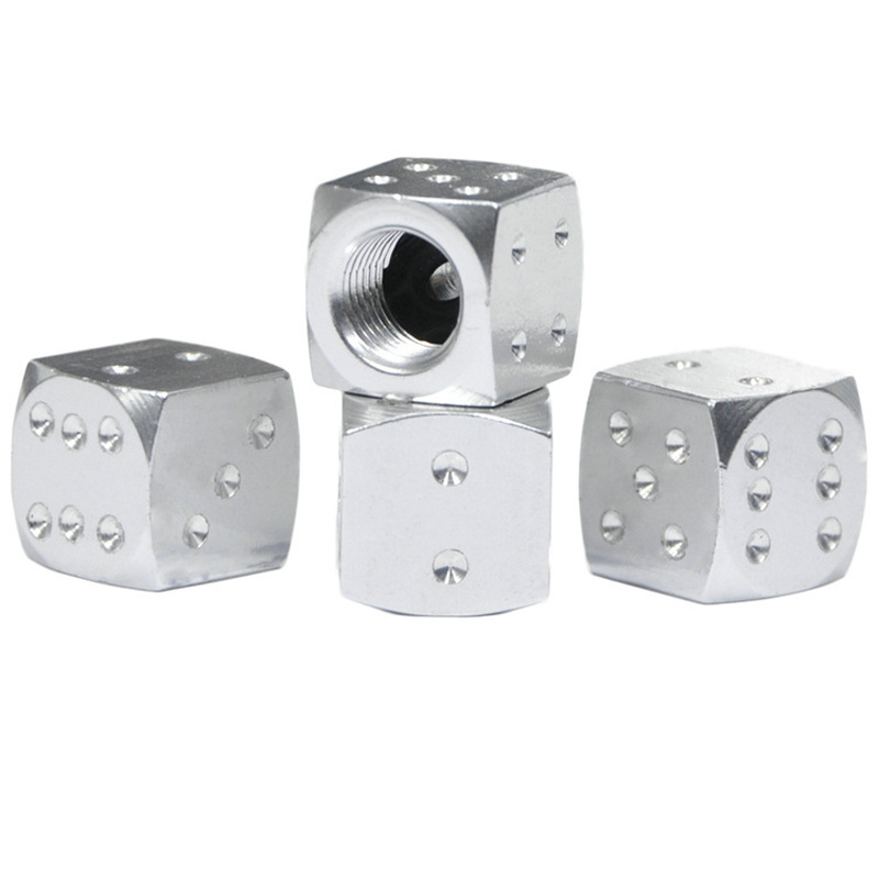 Dice Style Aluminum Alloy Tyre Valve Stem Caps for Car Motor Bicycle