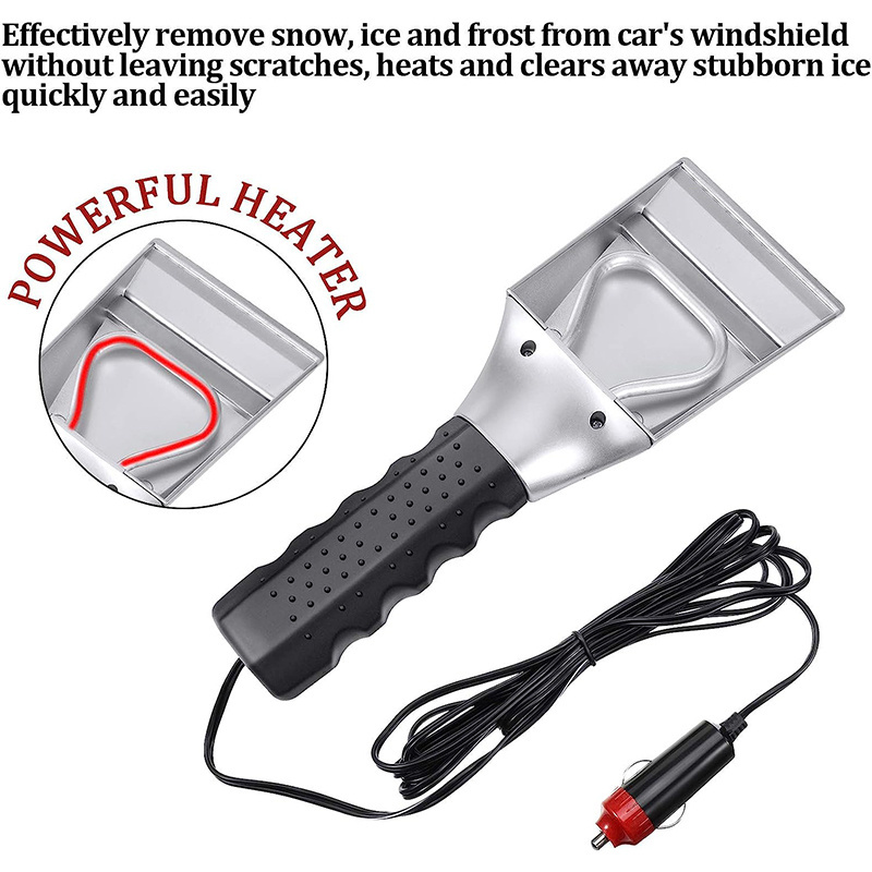 Portable 12V Electric Heated Window Snow Ice Scraper for Car SUV