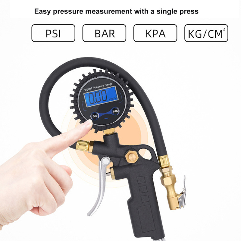 Portable 220 PSI Digital Pressure Gauge with Tire Inflator for Car SUV Truck RV with Quick Connect Coupler