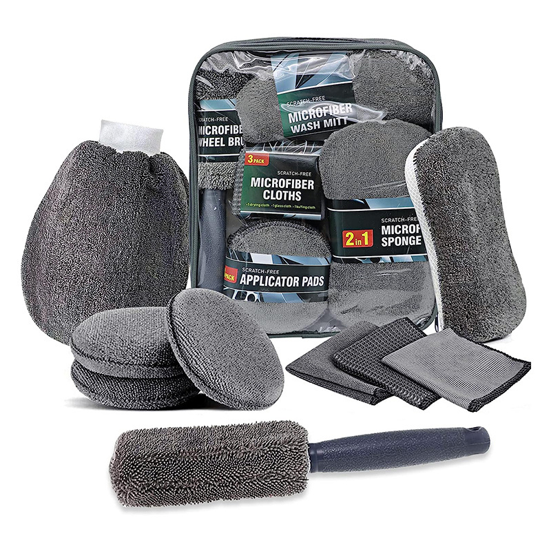 9pcs Microfiber Car Detailing Cleaning Tools Set for Interior Exterior Washing