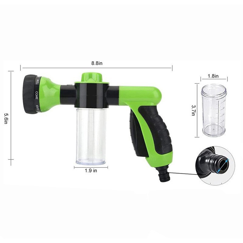 Portable Car Wash Hose Foam Sprayer with Soap Dispenser for Car Wash Watering Plants and Showering Pet