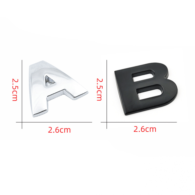 25mm Plastic Car Letters Number Sticker 3D Emblem Trim Badge Decal Stickers