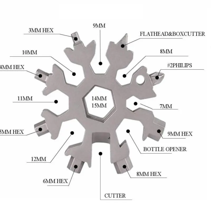 Hot selling 18 in1 Mini Snowflake Card Multi-function Tool Octagonal Wrench Portable Inner Hexagonal Combination Screwdriver