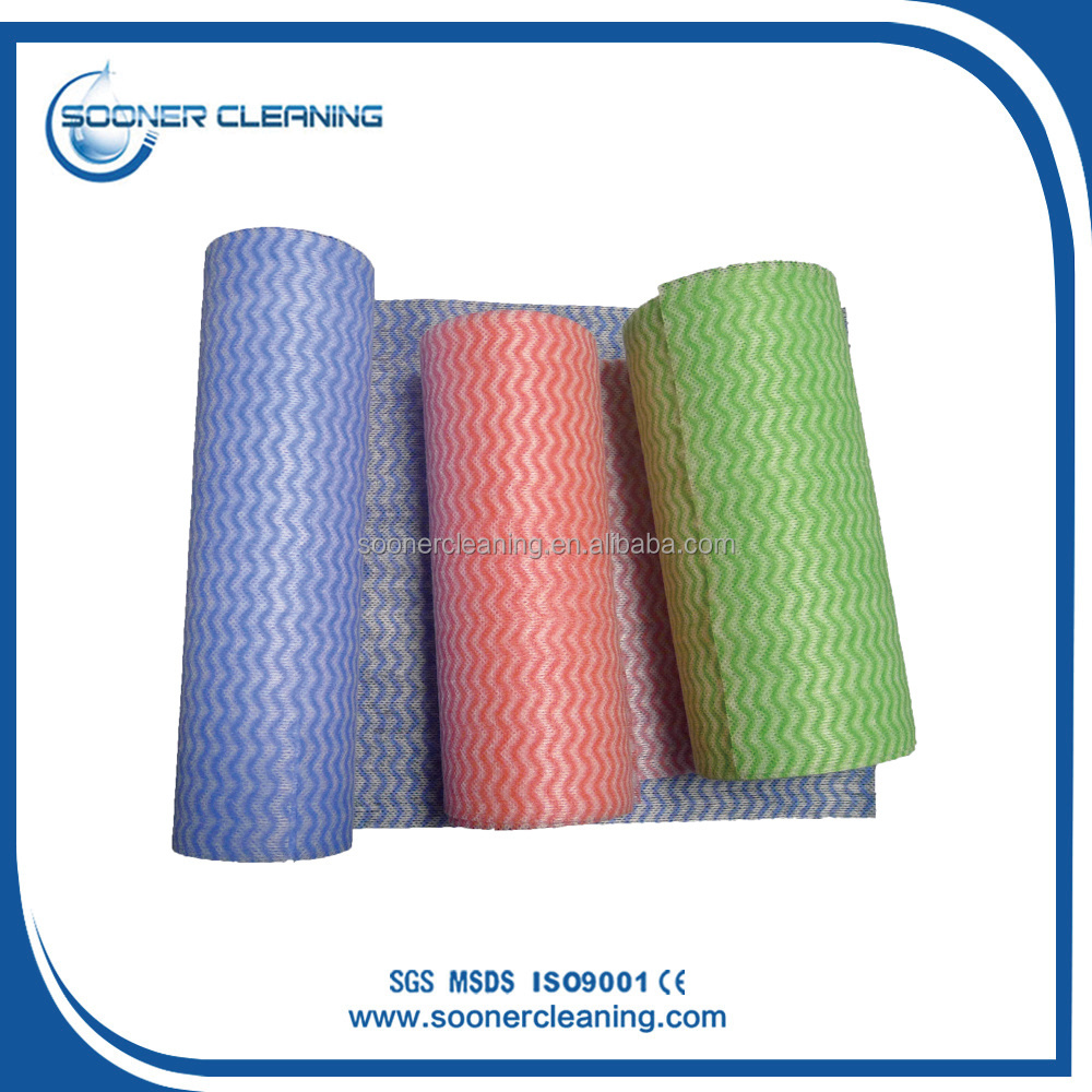 [soonerclean] Disposable Polyester/Viscose Fabric Kitchen Cleaning Cloth in Roll Dish Cloth