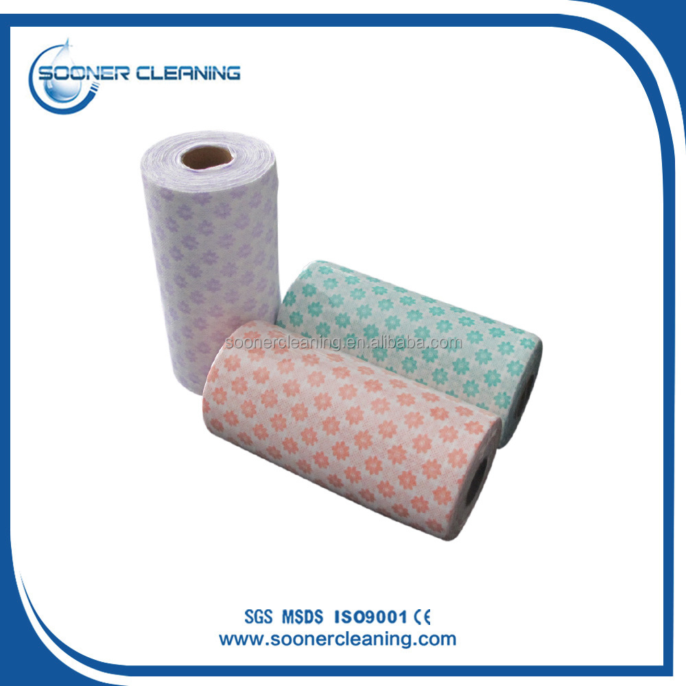 [soonerclean] Disposable Polyester/Viscose Fabric Kitchen Cleaning Cloth in Roll Dish Cloth