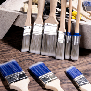 custom logo paint brushes wall professional Wooden Handle painting brush set stainless steel ferrule paint brushes