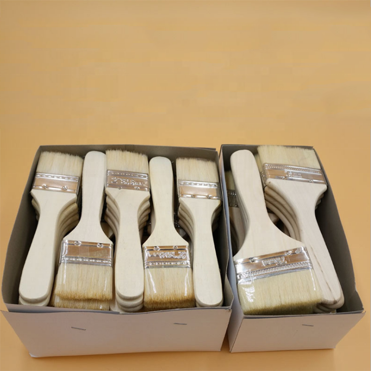 custom logo paint brushes wall professional Wooden Handle painting brush set stainless steel ferrule paint brushes