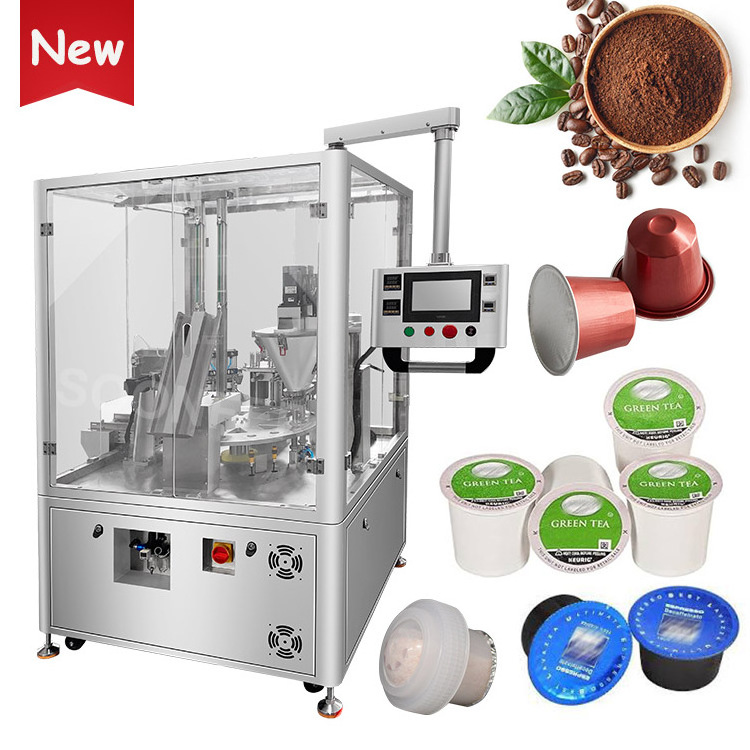 Coffee pod filling machinery automatic rotary 5g 15g 20g k-cup coffee tea powder filling and sealing machine