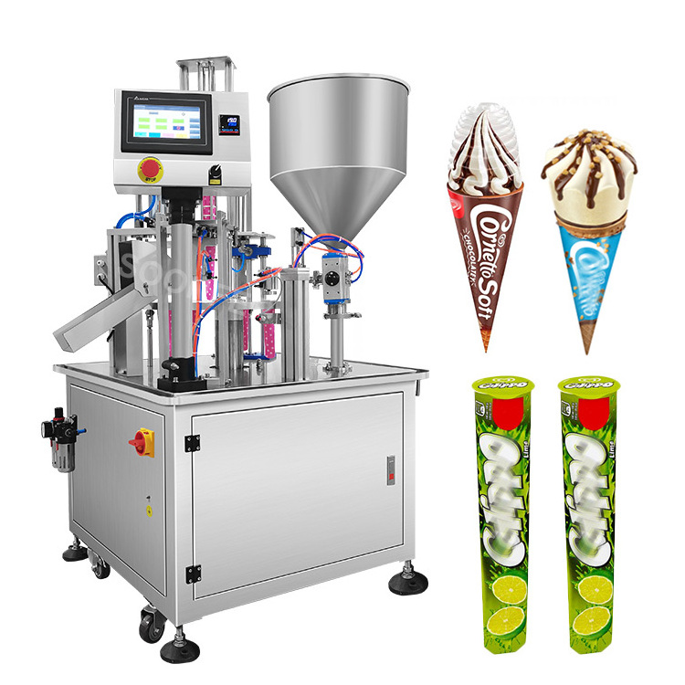 Good quality auto rotary mini liquid ice cream paper tube cone filling machine