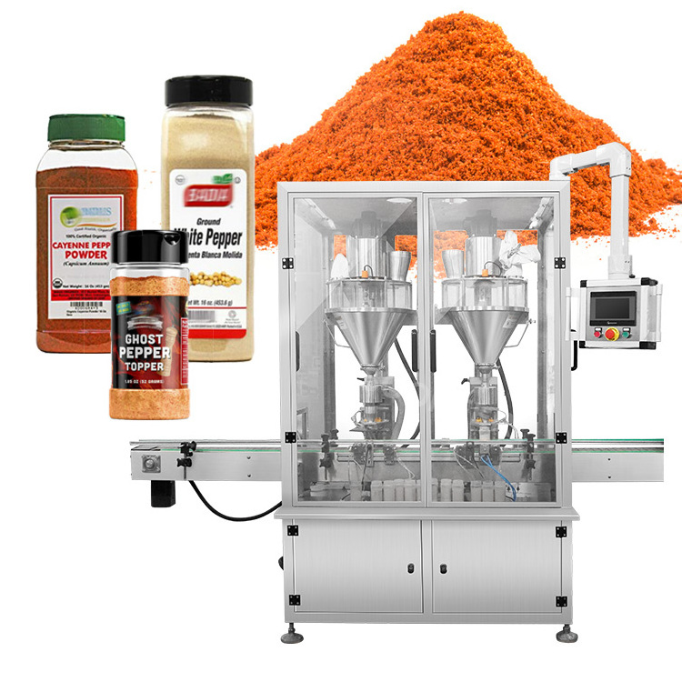 Automatic auger feeding double head pepper powder spice filling machine