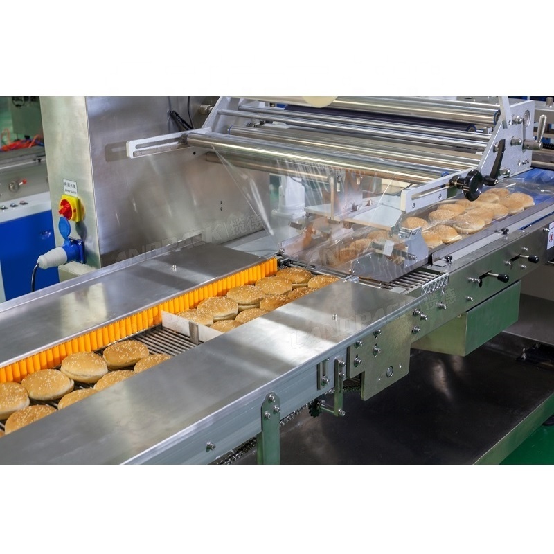 Landpack LP-800B Cake Bun Hamburger Pita Bread Pillow Bag Packaging Packing Machine