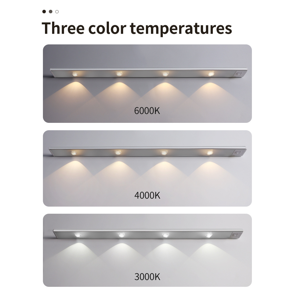 Rgb Color Super Bright Cob Under Cabinet Lamp 3w Led Wireless Pir Motion Sensor Kitchen Counter Light With Remote