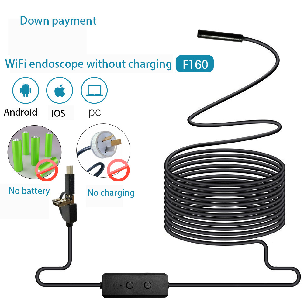 F160 Wifi HD 720p Endoscope Camera  Borescope Wireless Endoscope Pinhole Borescopic Camera