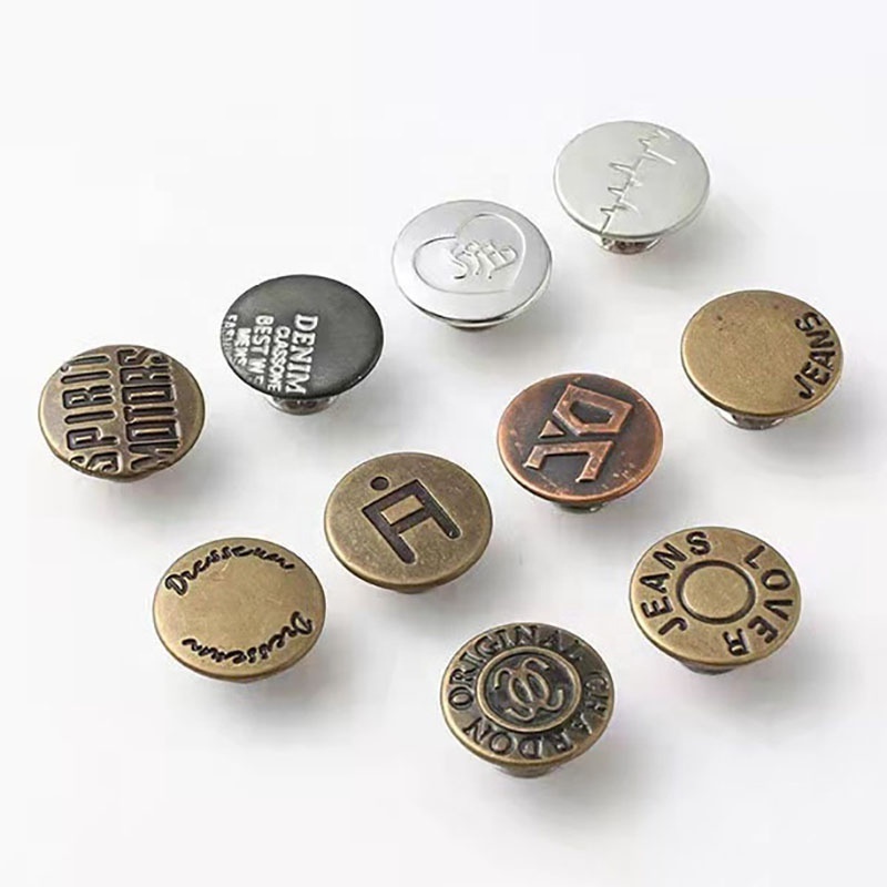 Custom Brand Logo Metal Brass Material Jeans Button Denim Tack Button For Denim Jeans Clothing