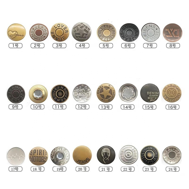 Custom Brand Logo Metal Brass Material Jeans Button Denim Tack Button For Denim Jeans Clothing