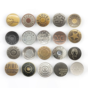 Custom Brand Logo Metal Brass Material Jeans Button Denim Tack Button For Denim Jeans Clothing