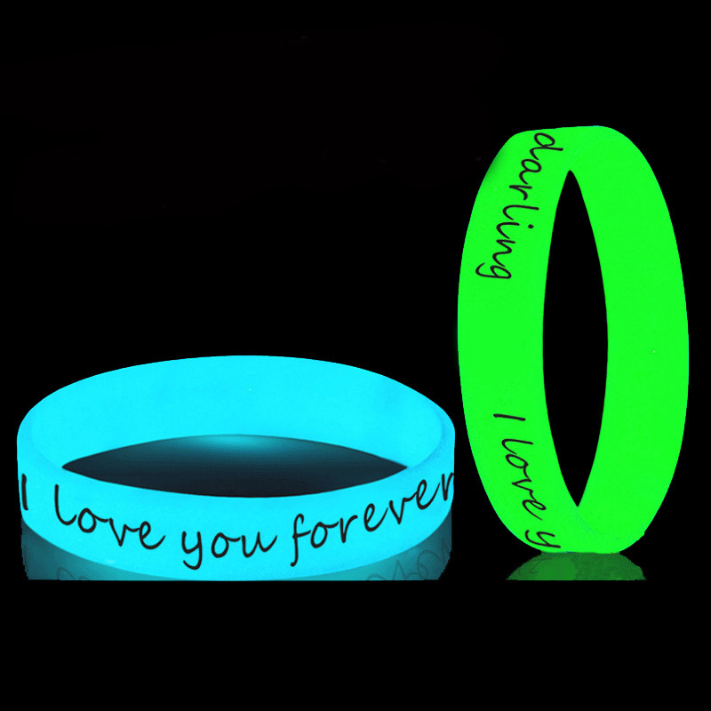 Promotional Custom Printing Logo Rubber Bracelets Luminous Wristbands Wrist Bands Glowing Glow In Dark Silicone Wristband