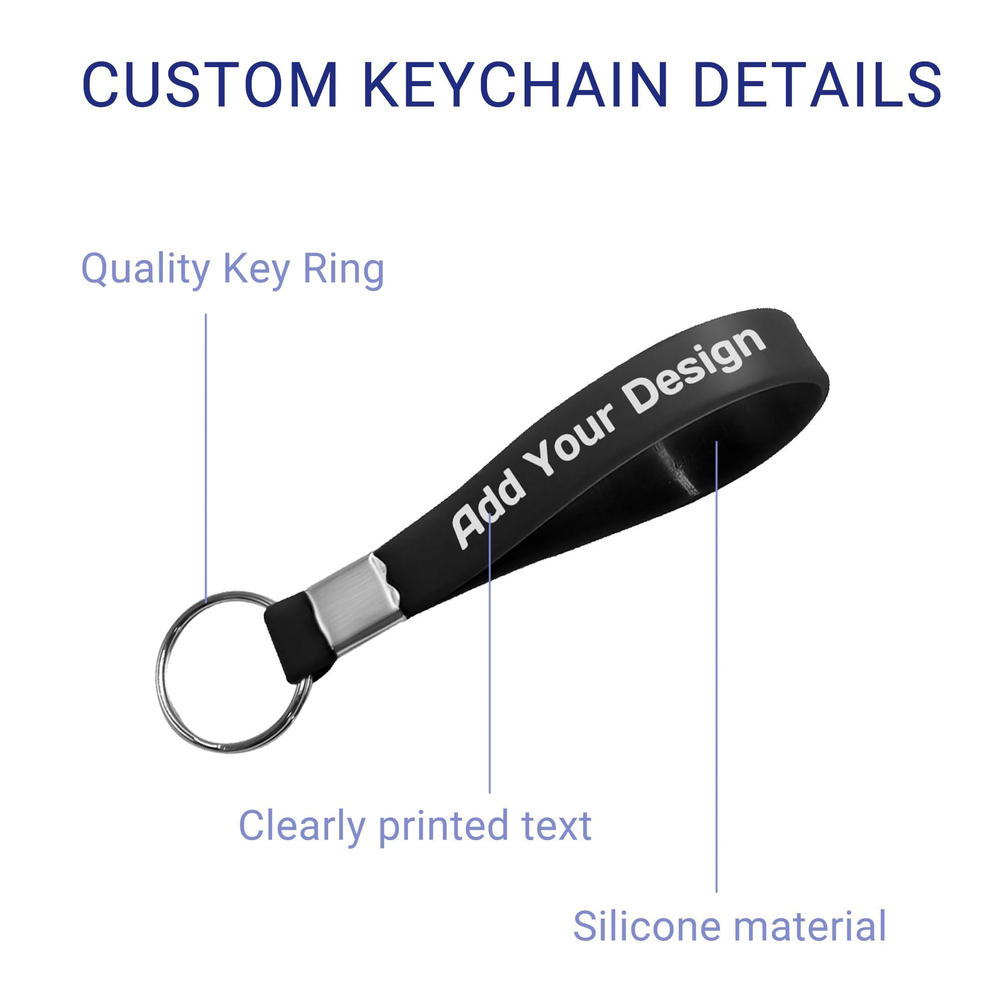 Custom Logo Loop PVC keyring Silicone Wristband Keychains Wristlet Key Ring Chain With A Metal Clip And A Metal Ring