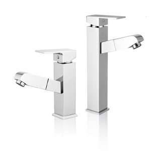 Manufacture Factory Modern Single Hole Bathroom Taps Pull Down Sprayer Brass Basin Mixer Faucet