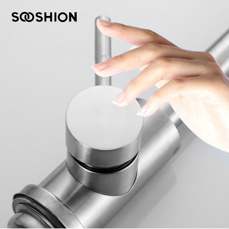 2021 Single Hole Kitchen Taps Single Handle  Modern Matt Black And Brushed Nickel Stainless Steel  Kitchen Sink Faucet