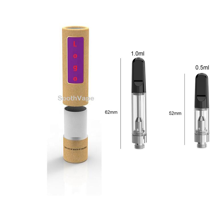 510 oil cartridge 1.0ml cartridges package tube for ceramic coil glass 510 thread cartridges round paper cardboard tube