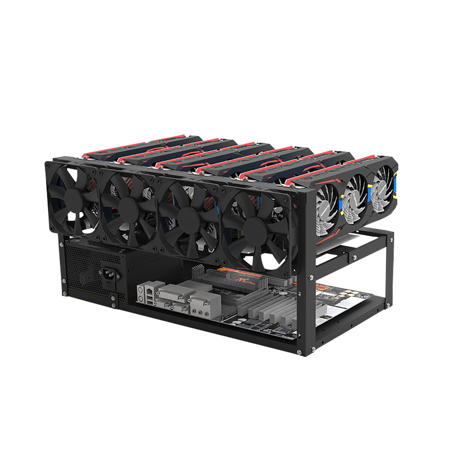 6GPU Steel Opening Air Case Computer GPU PC 8 gpu   frame Rig Case Rack For Rig Frame 8 GPU