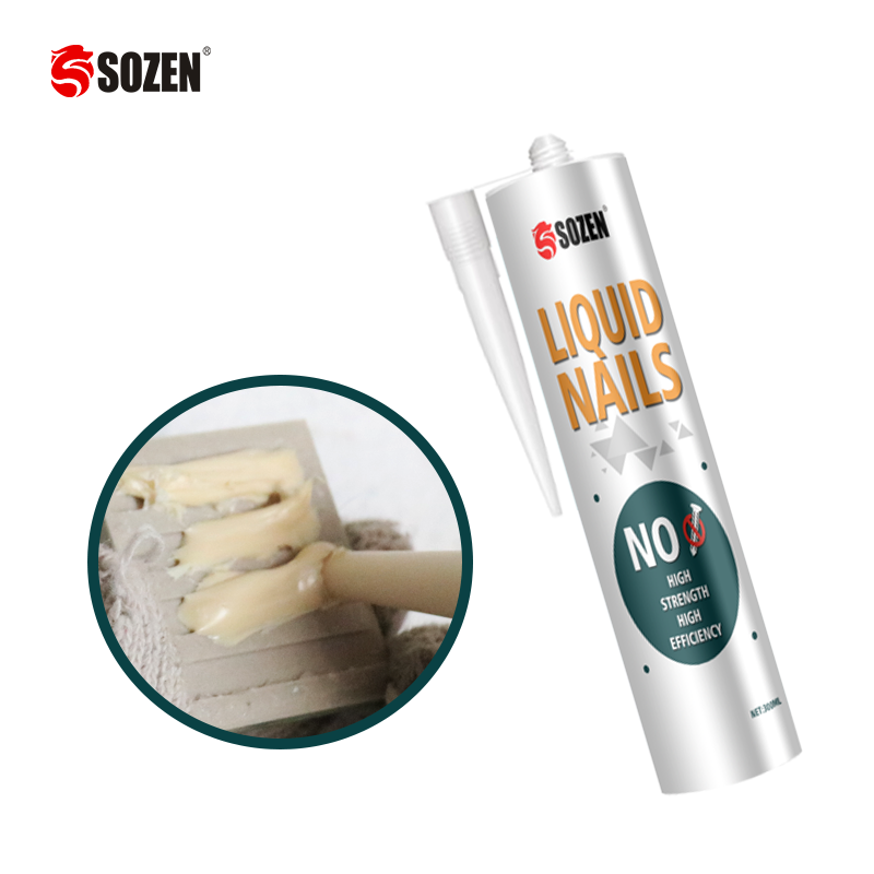 High efficiency bonding liquid nail adhesive construction replaces nail sealant free nail glue