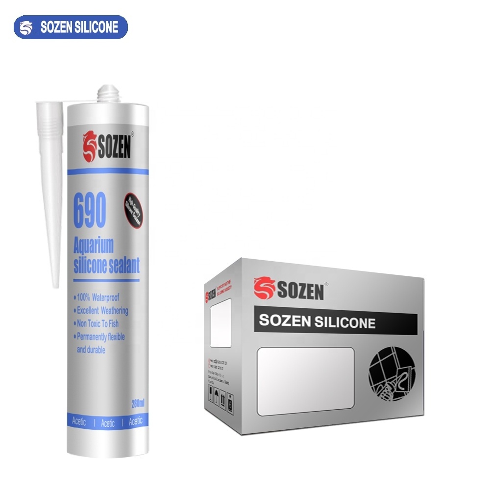 Sozen 690 Acetic Cheap Elastic Good Repair Silicone Sealant Glue For Aquarium