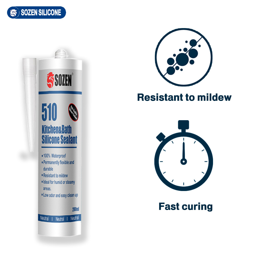 280ml Low Odor Neutral Permanent Elastic Durable Silicone Sealant Glue for Kitchen & Bathroom