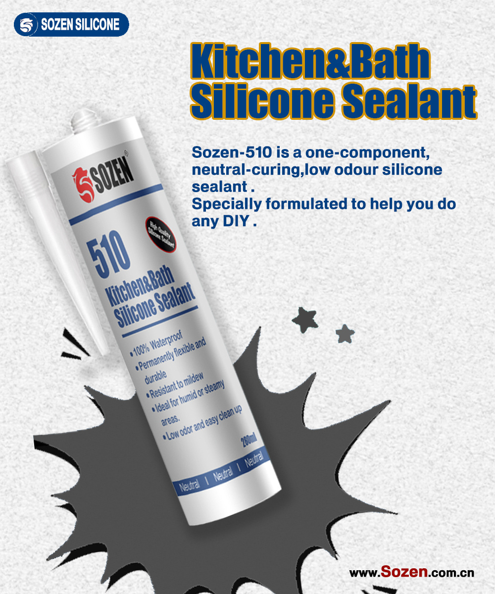 280ml Low Odor Neutral Permanent Elastic Durable Silicone Sealant Glue for Kitchen & Bathroom