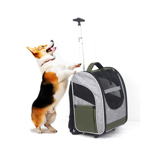 Cats Puppies Dog Pet Trolley Rolling Carrier Backpack Pet Cages Carriers & Houses Solid with Wheels Airline Approved Travel