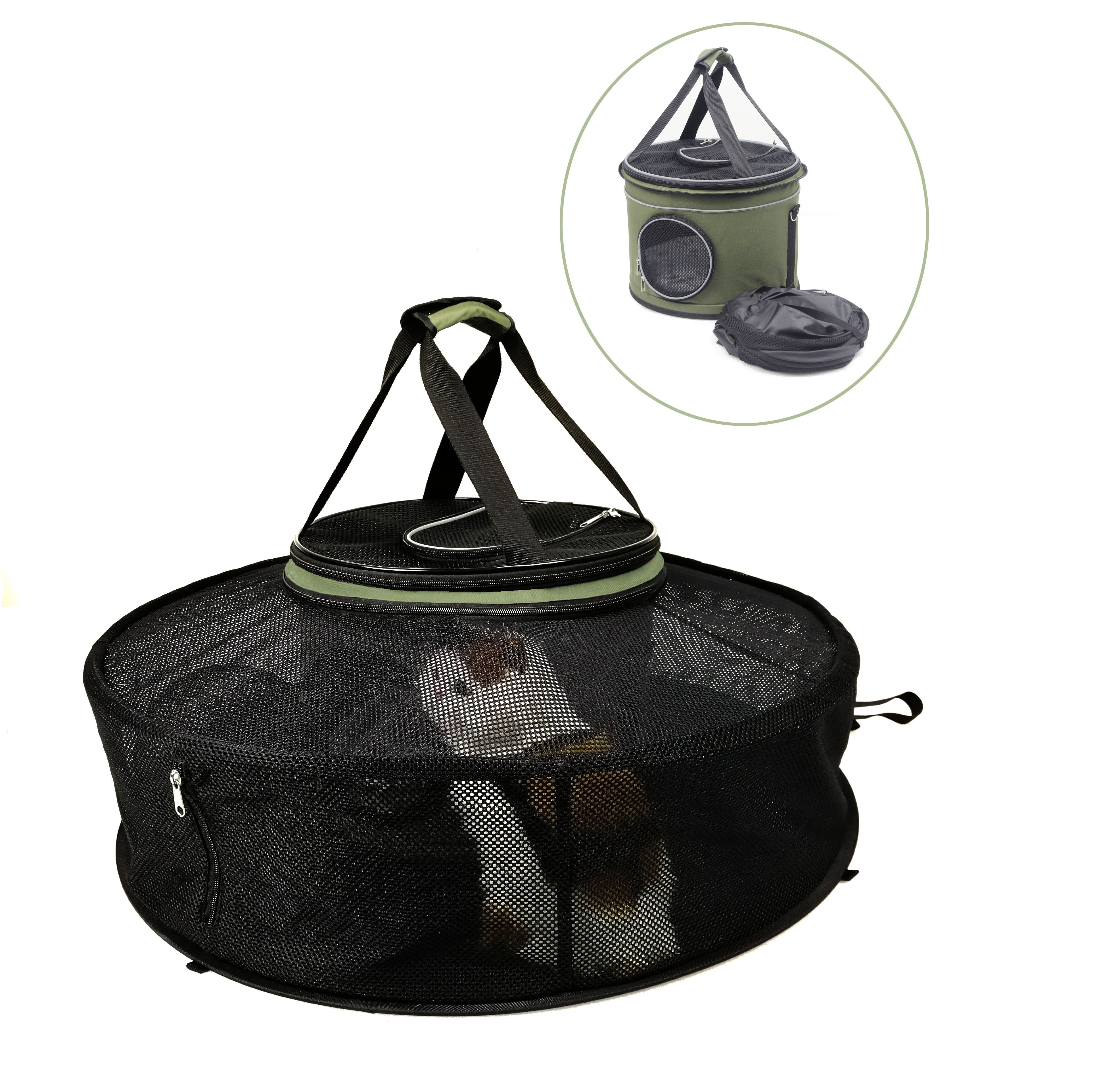 Round Detachable Expandable Removable Mesh Playpen Foldable Luxury Cat Dog Pet Carrier for Outdoor Travel Sport