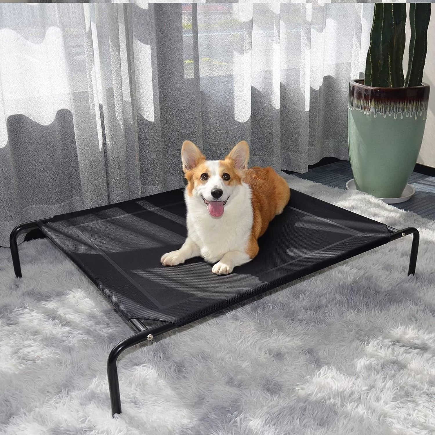 Pet Products Original Elevated Large Medium Small Luxury Pet Cot Dog Bed with Cooling Mesh Center