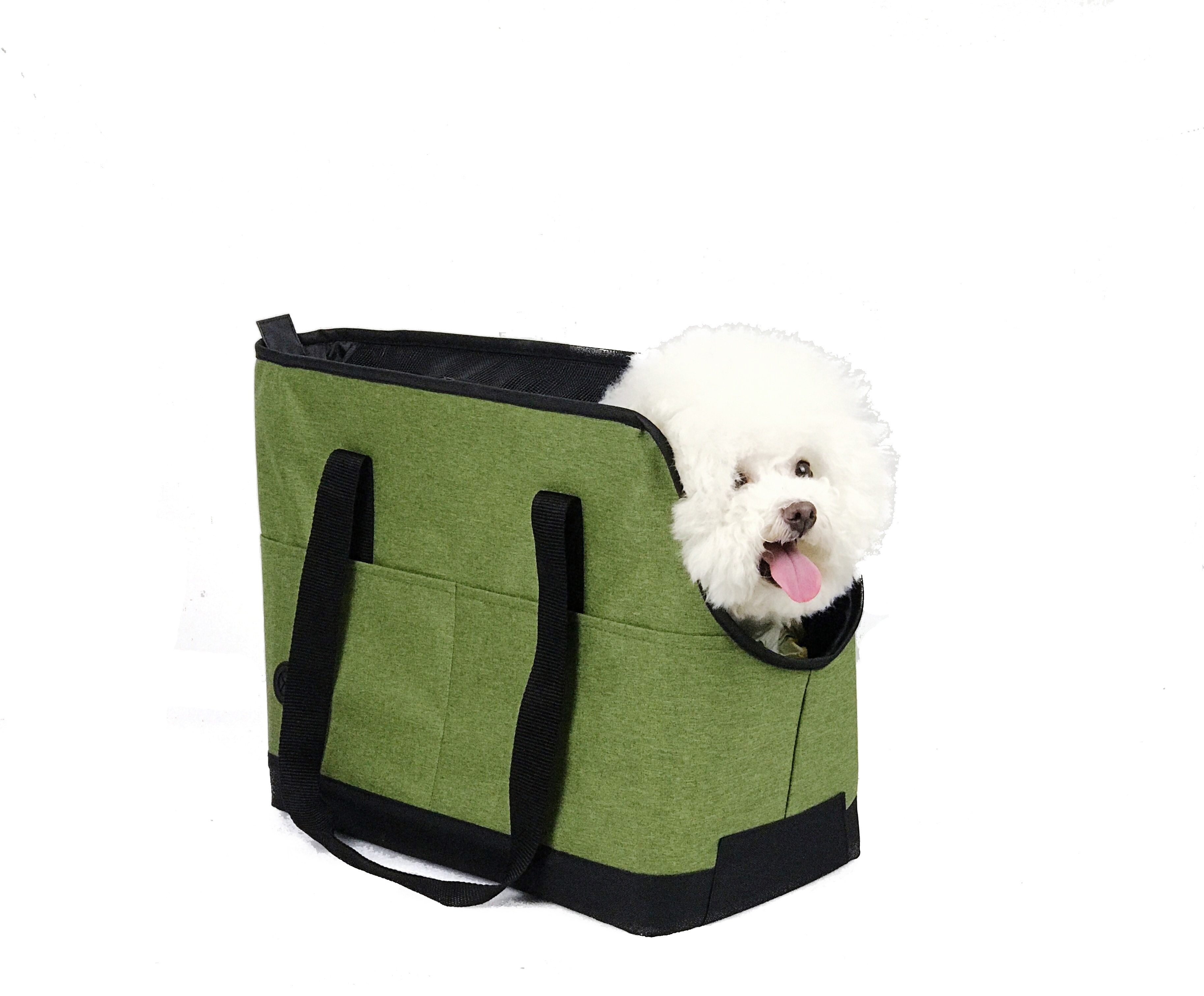 Portable Small Dog Soft-Sided Pet Bag Sling Tote Carriers for Subway Shopping with Adjustable Safety Tether