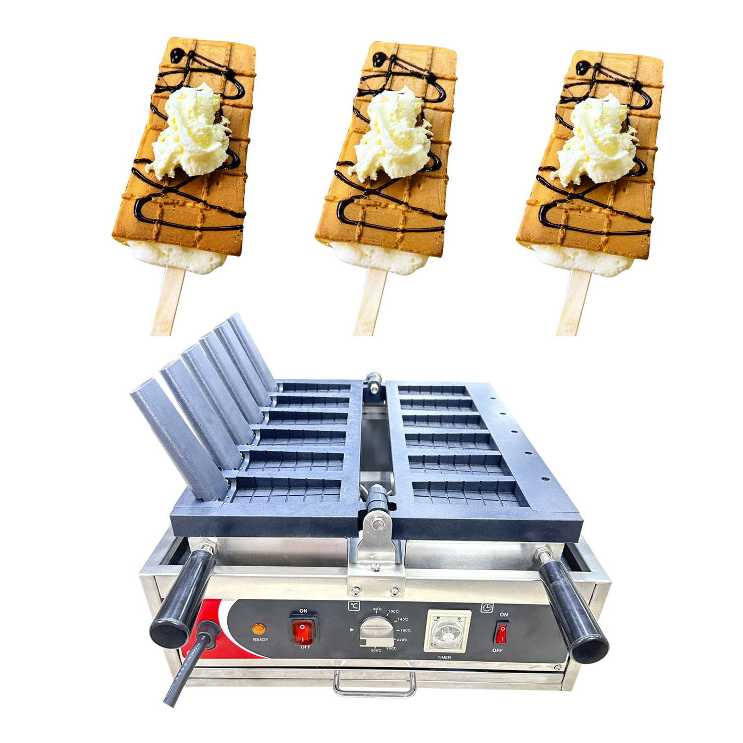 2023 New Latest Customization Waffle Popsicle Mold With Stainless Steel Body Non Stick Baking Pan Snack Maker For Commercial Use